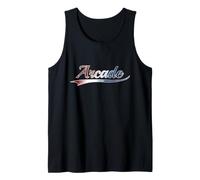 Arcade Patriotic Distressed Red White Blue Design Canotta