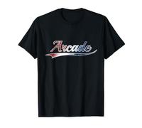 Arcade Patriotic Distressed Red White Blue Design Maglietta