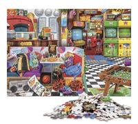 Arcade Pizza Parlor Puzzle in Legnos 300 Pezzi Puzzle Adulto Regalo Per Amore E Amico Gioco Education Decorazione Interna Unica Per Gioco Familiare Stress Relief 300pcs (40x28cm)