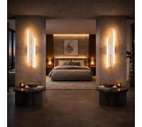 Arcadia Applique da Parete Interno LED 48 cm 16W 2000 Lumen 4500K Luce Naturale - Lampada da Muro Moderna per Soggiorno, Bagno, Cucina, Camera da Letto e Corridoio - Modello Europa (Bianco - 2 Unità)
