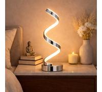 Arcadia Lampada da Comodino LED - Luce Notturna Dimmerabile Bianco Freddo, Naturale e Caldo - Design a Spirale Moderno 3200 Lumen - Abat-jour per Camera da Letto, Scrivania e Salotto (1 x Argento)