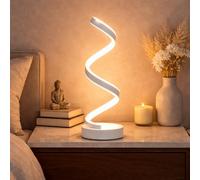 Arcadia Lampada da Comodino LED - Luce Notturna Dimmerabile Bianco Freddo, Naturale e Caldo - Design a Spirale Moderno 3200 Lumen - Abat-jour per Camera da Letto, Scrivania e Salotto (2 x Bianco)