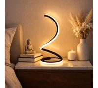 Arcadia Lampada da Comodino LED - Luce Notturna Dimmerabile Bianco Freddo, Naturale e Caldo - Design a Spirale Moderno 3200 Lumen - Abat-jour per Camera da Letto, Scrivania e Salotto (2 x Nero)