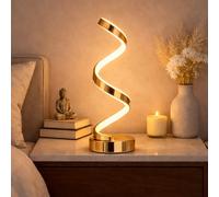 Arcadia Lampada da Comodino LED - Luce Notturna Dimmerabile Bianco Freddo, Naturale e Caldo - Design a Spirale Moderno 3200 Lumen - Abat-jour per Camera da Letto, Scrivania e Salotto (2 x Oro)