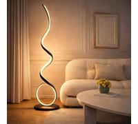 Arcadia Lampada da Terra LED Moderna a Spirale | Piantana Design Contemporaneo | Luce Calda/Fredda | Lampada Salotto Camera da Letto Studio, Arredo Interni Elegante 133 cm (Nero)