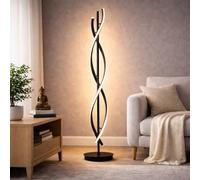 Arcadia Lampada da Terra LED Moderna Forma di Spirale | Piantana Design Contemporaneo | Luce Calda/Fredda | Lampada Salotto Camera da Letto Studio, Arredo Interni Elegante 120 cm (Nero)