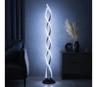 Arcadia Lampada da Terra LED Moderna Spirale | Piantana Design Contemporaneo | Luce Calda/Fredda | Lampada Salotto Camera da Letto Studio, Arredo Interni Elegante 120 cm (Nero)