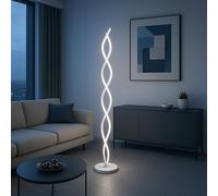 Arcadia Lampada da Terra LED Moderna Spirale | Piantana Design Contemporaneo | Luce Calda/Fredda | Lampada Salotto Camera da Letto Studio, Arredo Interni Elegante 120 cm (Bianco)