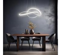 Arcadia Lampadario a Sospensione 3500LM 58W 50cm - Modello Efesto (Bianco) | Lampadario Camera da Letto Soggiorno Cucina con Luce Calda e Fredda Dimmerabile, Telecomando e App inclusi - Finitura Bianca