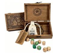 Arcane Divination Dice Set with Engraved Wooden Box | 10-Piece Oracle Dice Set with Word and Symbol Dice for Tarot, Astrology, Meditation and Journaling
