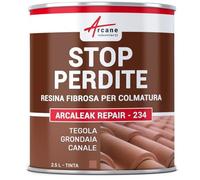 ARCANE INDUSTRIES Cemenguaina fibrata, Guaina liquida fibrata per Riparazione e impermeabilizzazione tegole, grondaie, canali - ARCALEAK Repair - - 2,5 L Tegola