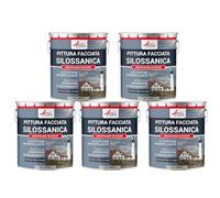 ARCANE INDUSTRIES Pittura silossanica per esterni e facciate, ad alto potere idrorepellente - ARCAFAÇADE SILOXANE - 5 x 10 L Grigio Seta - RAL 7044