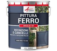 ARCANE INDUSTRIES Vernice Metallo Antiruggine Esterno ARCALAC 101 - Protezione Duratura Ferro e Acciaio, Applicazione Diretta sulla Ruggine - 2,5 L Bianco - RAL 9003