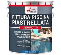 ARCANE INDUSTRIES Vernice per bordo piscina, per piastrelle della piscina - ARCAPOOL - 440-5 kg (fino a 15m² per 2 strati) Azzurro Cielo - RAL 5015