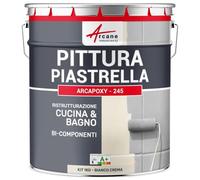 ARCANE INDUSTRIES Vernice per piastrelle bagno e cucina - ARCAPOXY PIASTRELLE - 1 kg (fino a 10 m² in 2 strati) Bianco Crema - RAL 9001