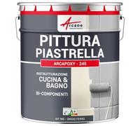 ARCANE INDUSTRIES Vernice per piastrelle bagno e cucina - ARCAPOXY PIASTRELLE - 1 kg (fino a 10 m² in 2 strati) Grigio ferro - RAL 7011