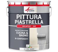 ARCANE INDUSTRIES Vernice per piastrelle bagno e cucina - ARCAPOXY PIASTRELLE - 2,5 kg (fino a 25 m² in 2 strati) Bianco - RAL 9003