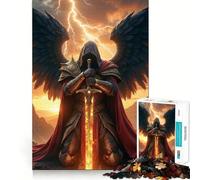 Arcangelo alato con spada infuocata Puzzle per adulti da 1000 pezzi Allenamento mentale divertente Pezzi senza sbavature Attività di gruppo emozionante (38x26cm)