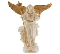 Arcangelo Chamuel, angelo dell'amore, in miniatura, realizzato in pietra artificiale, dipinto a mano con colore oro, collezione Veronese, 708-78195