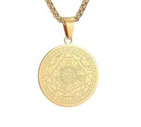 Arcangelo Collana,7 Arcangeli Ciondolo Arcangeli in acciaio inossidabile Sigil Talisman Collana Amuleto Medaglia Ciondolo Gioielli per, Protezione Catena Maschili Portafortuna per Uomo Donna(oro)