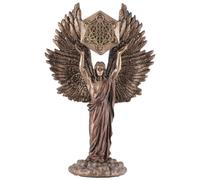 Arcangelo Metatron, in miniatura, mantiene il cubo metatronico, realizzato in pietra artificiale e dipinto a mano con colore bronzo, collezione Veronese, 708-78541