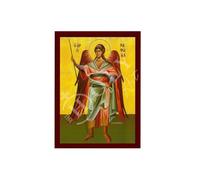 Arcangelo Raffaele, icona greco-ortodossa fatta a mano di San Raffaello, arte bizantina da appendere alla parete su placca di legno icona religiosa, regalo religioso