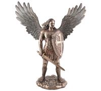 Arcangelo San Michele con scudo - in pietra artificiale, bronzata a mano e colorata by Veronese