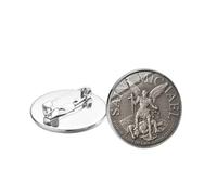 Arcangelo San Michele Spilla Protect Me Saint Shield Protezione Giustizia Segno di Vetro Cupola Spilla Bottone Cristiano Distintivi Gioielli, Metallo