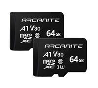 ARCANITE, set da 2 schede di memoria microSDXC 64 GB, UHS-I U3, A1, V30, 4K, C10, MicroSD, Velocità di lettura fino a 90 MB/s