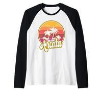 Arcata California Spiaggia retrò Tramonto Maglia con Maniche Raglan