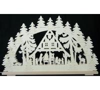 Arcata Casa Nei Boschi Con Alberi Grande Lxa = 70x43cm Nuovo Arco Luci Finestra