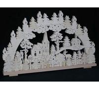 Arcata El. Illuminato Con Chiesa, Casa E Pupazzo di Neve B x H=70x44cm Nuovo
