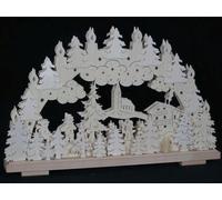 Arcata El. Illuminato Con Chiesa, Pupazzo di Neve E Bambini B x H=50x32cm Nuovo