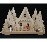 Arcata El. Illuminato Con Pupazzo di Neve Babbo Natale E Kindern Lxa = 50x32cm