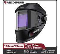 ARCCAPTAIN Casco per saldatura oscurante automatico 1/1/1/1 Grande visualizzazione 4 Sensore ad arco Maschera per saldatura a energia solare per ARC MIG MAG TIG CUT