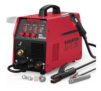 ARCCAPTAIN Saldatrice a Filo Continuo 200A MIG Alluminio 6 in 1 230V Multiprocesso con MIG a Gas/MIG a Filo Animato/Lift TIG/MMA/Spot e Spool Gun MIG, Controllo Sinergico