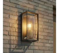 Arcchio Applique da esterno Ismera, antracite/ottone E27, IP65 Arcchio