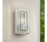 Arcchio applique da esterno Ismera, bianco, IP65, vetro, E27 Arcchio