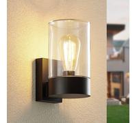 Arcchio Applique da esterno Liljana, nera, 21 cm, IP65, vetro Arcchio