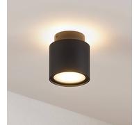 Arcchio plafoniera Walisa, Ø 10 cm, nera, diffusore, GU10 Arcchio