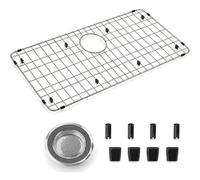 ARCCI Griglia per lavello da cucina da 71 x 36 cm e protezioni per lavello, griglie per lavello in acciaio inox per fondo lavelli da cucina con scarico posteriore per lavelli a vasca singola