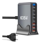 ARCELI Caricatore USB C 635 W 8 porte, GaN III, caricatore USB C con 5 x USB-C PD + 3 x USB-A QC4.0, caricatore rapido per Phone 16/15/14 Pro Max, Samsung Galaxy, MacBook, Pad, Laptop