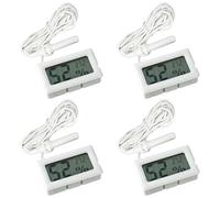 ARCELI Termometro digitale 2 in 1 LCD incorporato con igrometro esterno per rettile incubatore acquario, pollame - bianco (4 pezzi)