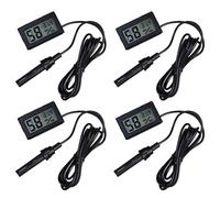 ARCELI Termometro digitale 2 in 1 LCD incorporato con termometro igrometro esterno per rettile incubatore acquario, pollame - nero (4 pezzi)