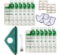Arcets Kit 12 Sacchetti e Sottospazzola compatibile per Folletto VK140 VK150 FP 140 FP 150 | 12 Sacchetti Aspirapolvere Microfibra a 5 Strati con 2 Filtri Motore e Sottospazzola