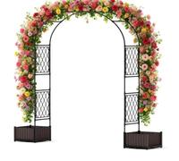 Arch Frame, 86.6x90.5" PE Coated Metal Garden Arbor with 2 Planter Boxes, Garden Arch Trellis for Climbing Plants, Weather-Resistant Arbor Trellis for Lawn Backyard Yard