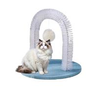 Arch Massage Brush Grooming Shedding Station - Self-Grooming Cat Arch Face Scratcher And Rubbing Post For Adult Cats & Long Haired Breeds | Carpet Base