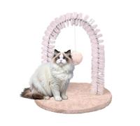 Arch Massage Brush Grooming Shedding Station - Self-Grooming Cat Arch Face Scratcher And Rubbing Post For Adult Cats & Long Haired Breeds | Carpet Base