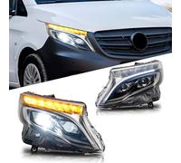 Archaic Fari Anteriori Per Mer+cedes B+enz V-class Vito W447 2016-2023 | LED luci Fanali anteriori con sequenziali,Blu DRL, coppia