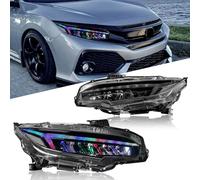 Archaic RGB Fari Anteriori per Honda Civic Seden Hatchback 2016-2021, luci anteriori con sequenziali indicatori, animazione RGB DRL, coppia